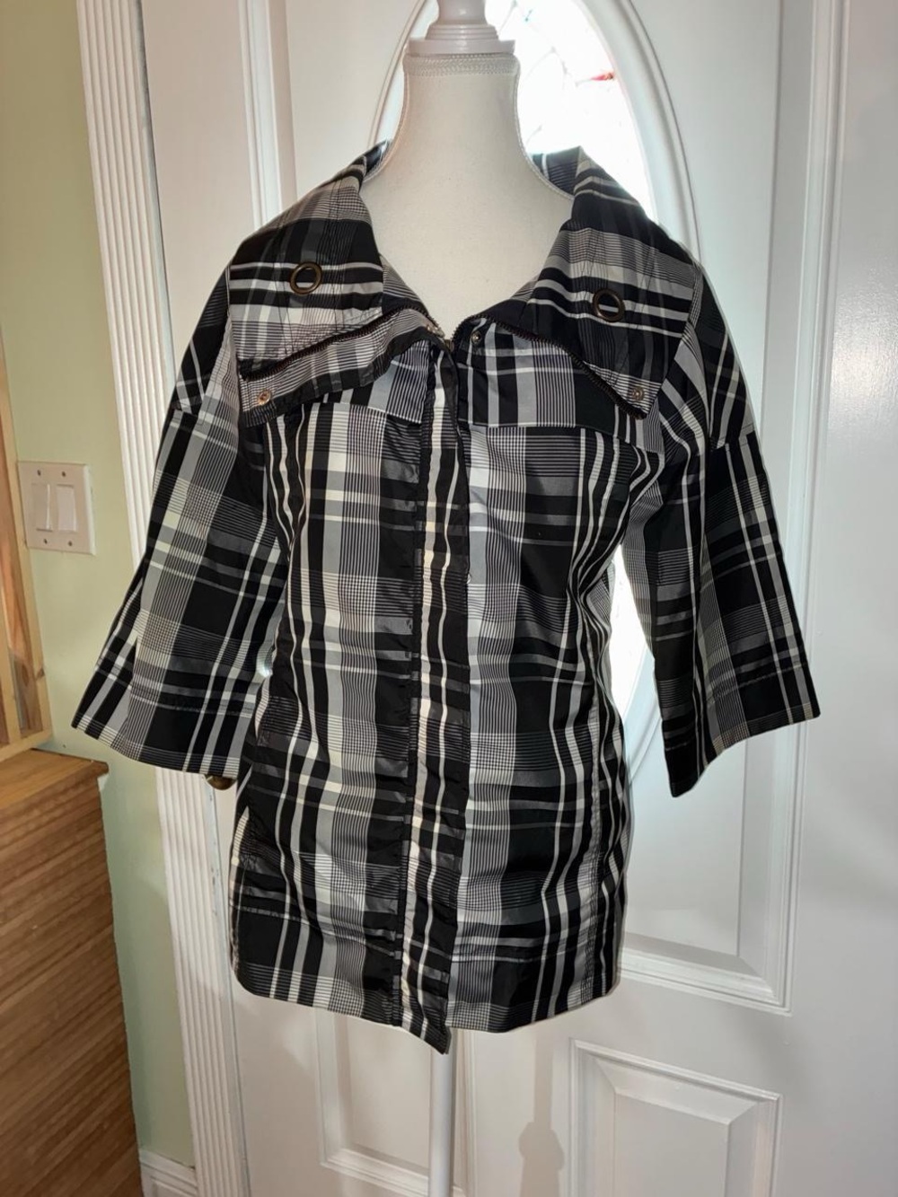 Luii Black and White Plaid Blazer Jacket